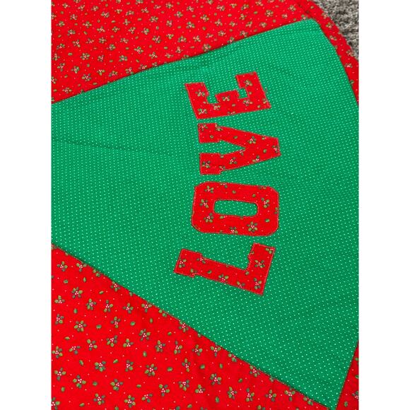 Quilted Style Christmas Tree Skirt 32”Handmade Peace, Love, Joy Vintage 1980s - Picture 4 of 8